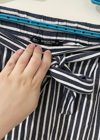 Çizgili Midi Kadın Kumaş Pantolon - Görsel 3