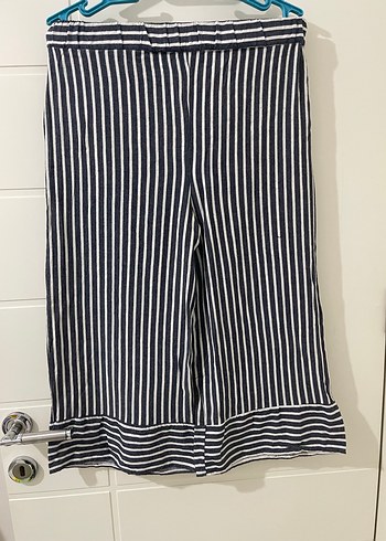 Çizgili Midi Kadın Kumaş Pantolon - Görsel 4