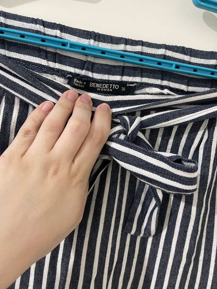 Çizgili Midi Kadın Kumaş Pantolon - Görsel 3