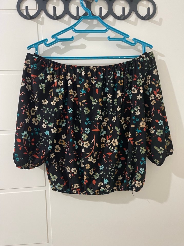 Çiçek Desenli Straplez Bohem Bluz - Görsel 2