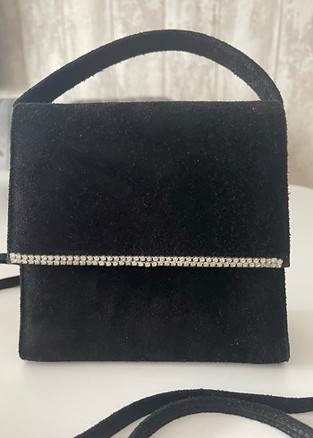 Siyah Süet Parlak Detaylı Kadın Çanta - Görsel 6