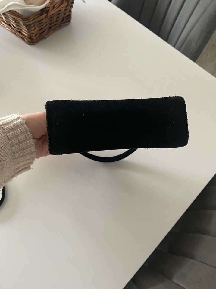 Siyah Süet Parlak Detaylı Kadın Çanta - Görsel 4