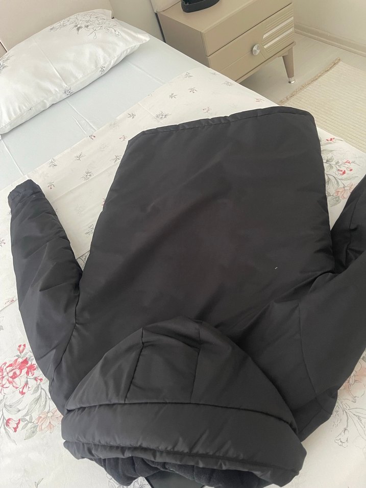 Düğmeli Siyah Midi Kadın Mont - Görsel 2