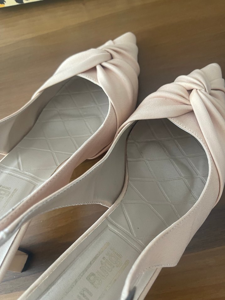 Bej Pliseli Blok Topuklu Kadın Abiye Ayakkabı - Görsel 2