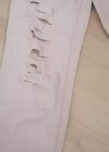 Diğer Pudra renk, Yırtıklı Rahat Kesim Kot Pantolon