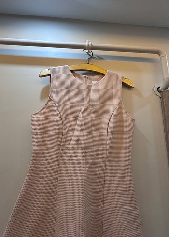 Bej Kolsuz Midi Keten Elbise - Görsel 2