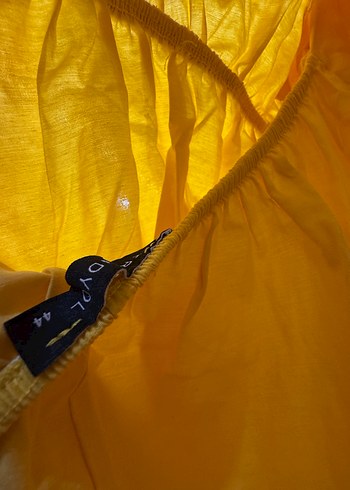 Sarı Midi Straplez Elbise - Görsel 5