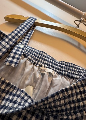 Kareli Midi Askılı Rahat Elbise - Görsel 3