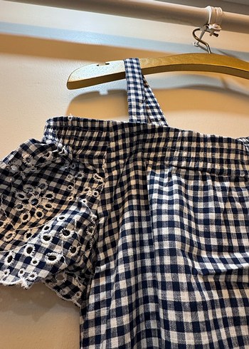 Kareli Midi Askılı Rahat Elbise - Görsel 2