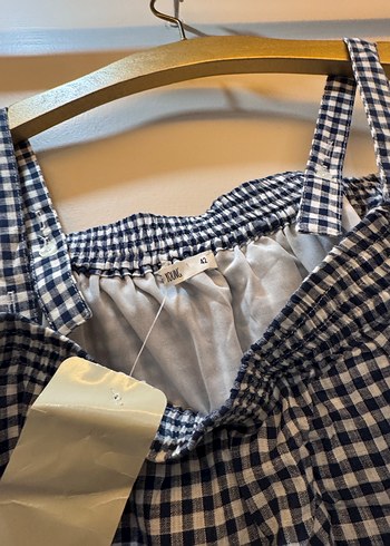 Kareli Midi Askılı Rahat Elbise - Görsel 4