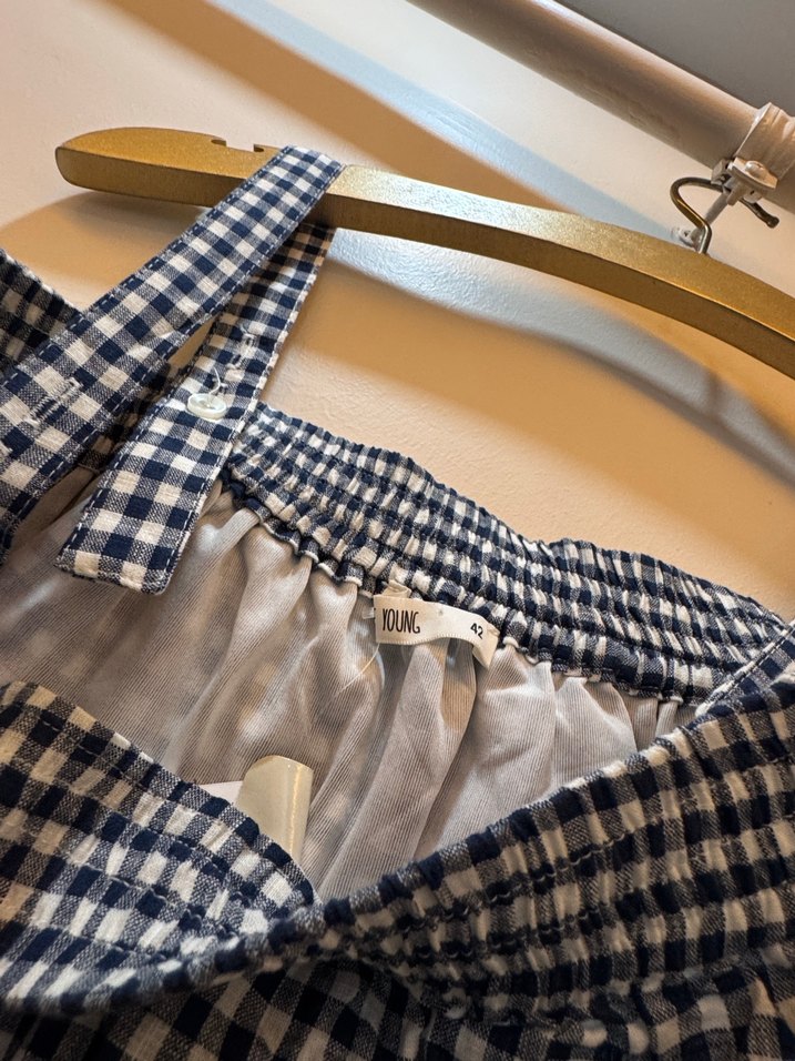 Kareli Midi Askılı Rahat Elbise - Görsel 3