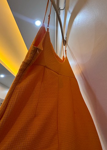 Turuncu Askılı Mini Elbise - Görsel 2