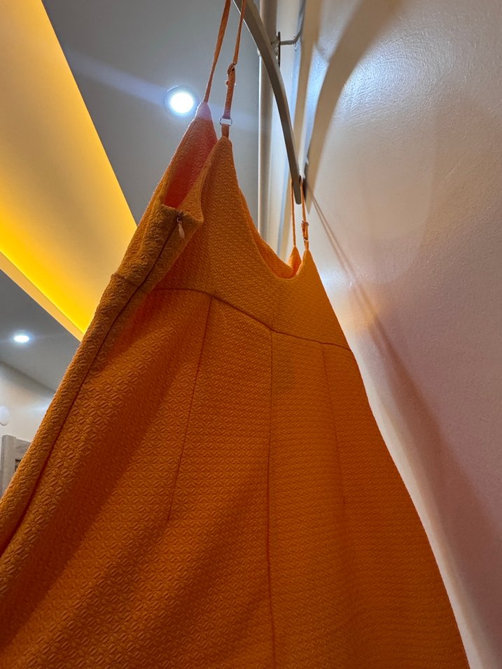 Turuncu Askılı Mini Elbise - Görsel 2