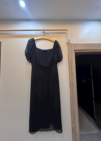 Siyah Uzun Drapeli Kadın Elbise - Görsel 2