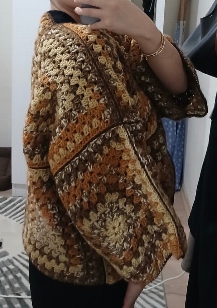 Bohem Desenli Örgü Kadın Hırka - Görsel 2