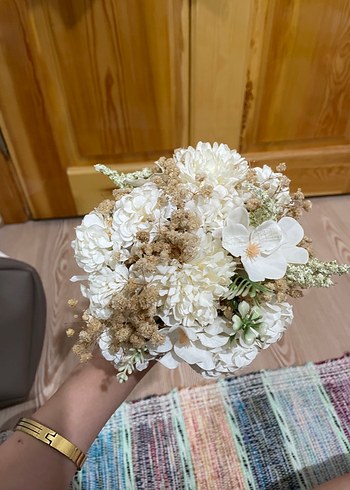 Dantel Detaylı Vintage Beyaz Gelin Buketi - Görsel 2