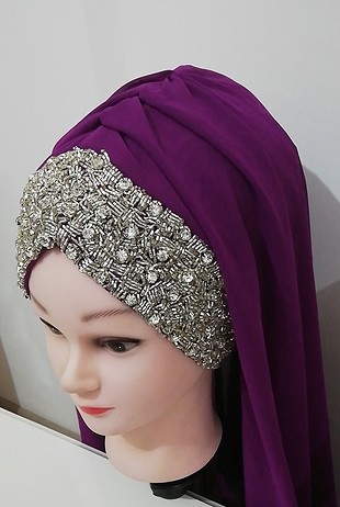 şarabi taşlı abiye şal