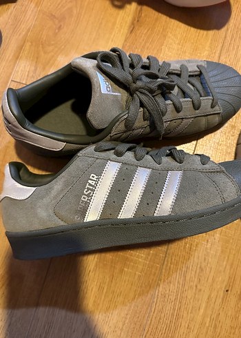 Gri Süet Adidas Superstar Kadın Spor Ayakkabı
