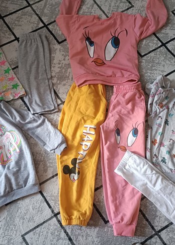 7 Yaş Beden Pembe Baskılı Örme Kız Eşofman Takımı