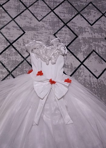 Kız Çocuk Beyaz Nakışlı Fırfırlı Elbise - Görsel 3