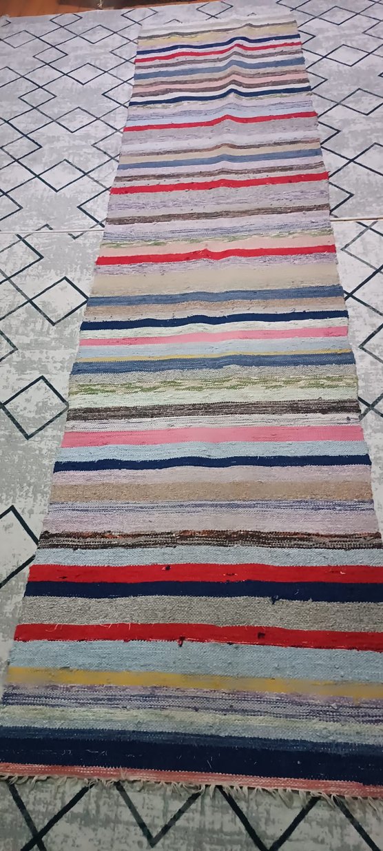 Çizgili Çok Renkli Bohem Halı - Görsel 3