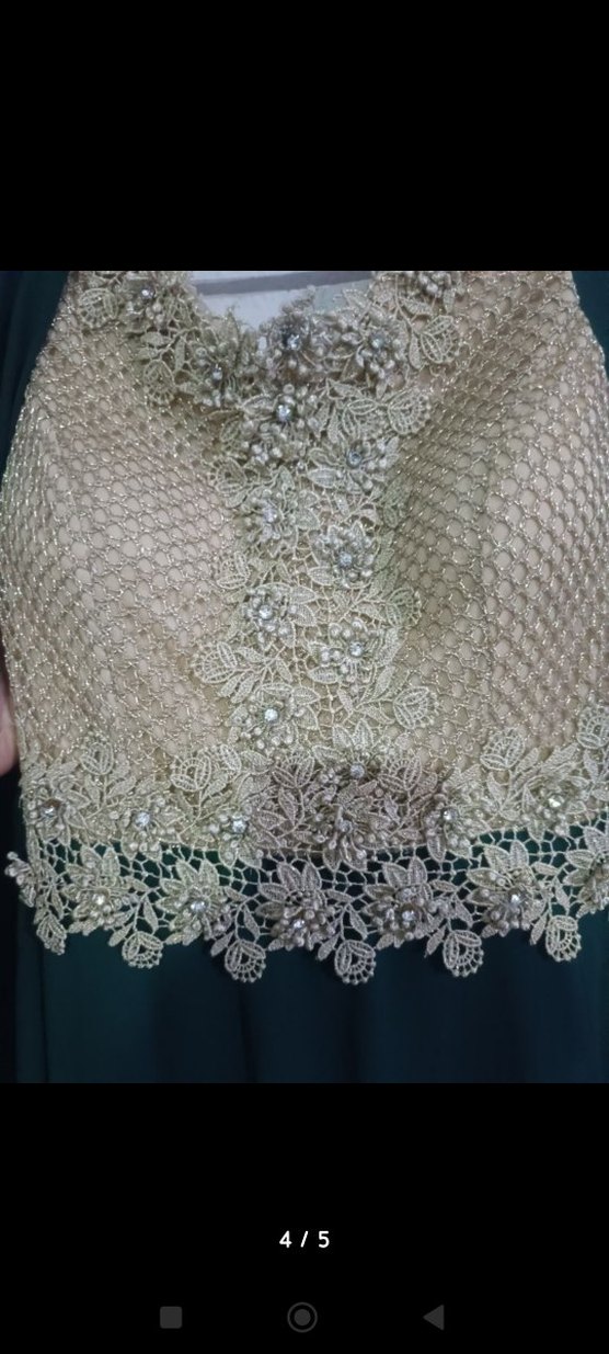 Drapeli V Yakalı Uzun Yeşil Abiye Elbise - Görsel 4