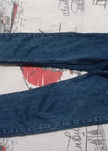 Düğmeli Mavi Kadın Denim Jean - Görsel 5