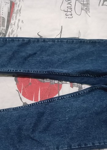 Düğmeli Mavi Kadın Denim Jean - Görsel 6