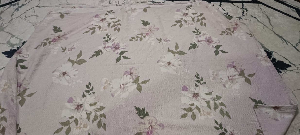 Pastel Gri Çiçek Desenli pike - Görsel 5