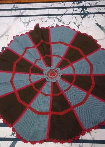 Örgü desenli çok renkli battaniye - Görsel 2