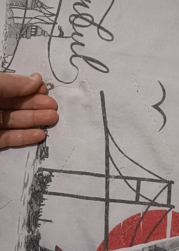 Baskılı Gri Beyaz Nevresim Takımı - Görsel 2