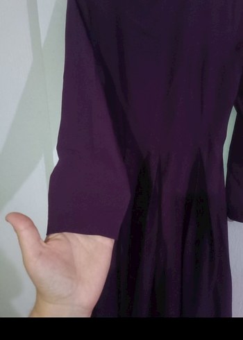 Uzun Kol Drapeli Mor Kadın Elbise - Görsel 3