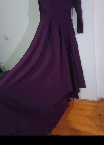 Uzun Kol Drapeli Mor Kadın Elbise - Görsel 2