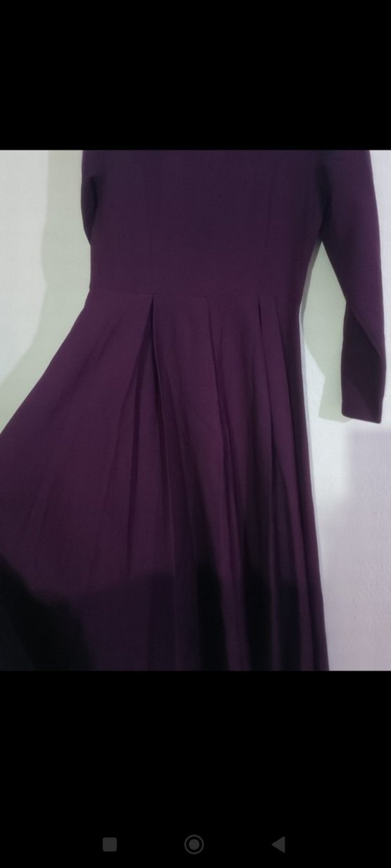 Uzun Kol Drapeli Mor Kadın Elbise - Görsel 5
