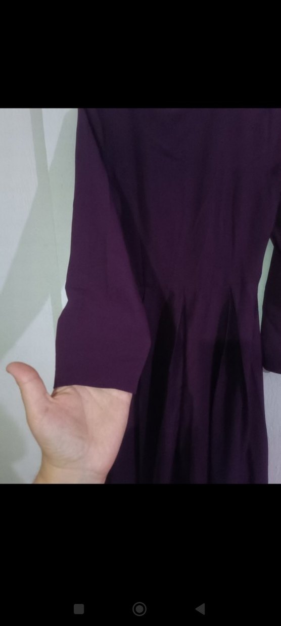 Uzun Kol Drapeli Mor Kadın Elbise - Görsel 3