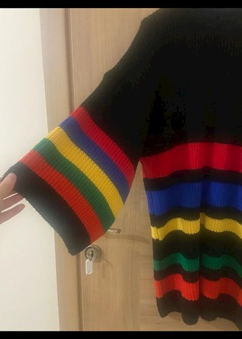 Çizgili Bohem Uzun Kollu Triko Kazak - Görsel 2