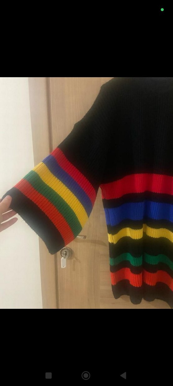 Çizgili Bohem Uzun Kollu Triko Kazak - Görsel 2