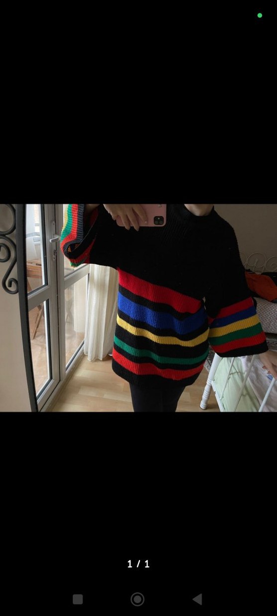 Çizgili Bohem Uzun Kollu Triko Kazak - Görsel 4