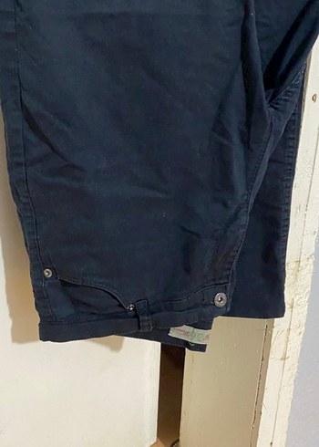 Düğmeli Koyu Mavi Kadın Denim Pantolon