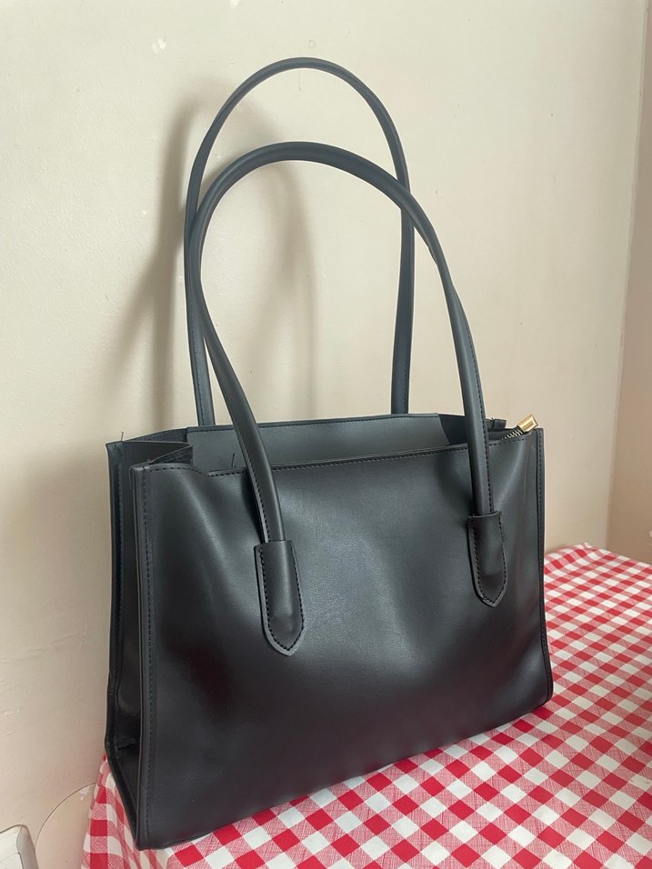 Klasik Siyah Deri Kadın Çanta - Görsel 3