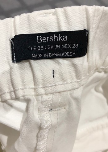 Bershka Beyaz kadın kot paraşüt pantalon