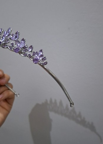 Mor Pul İşlemeli Gelin Tacı - Görsel 3