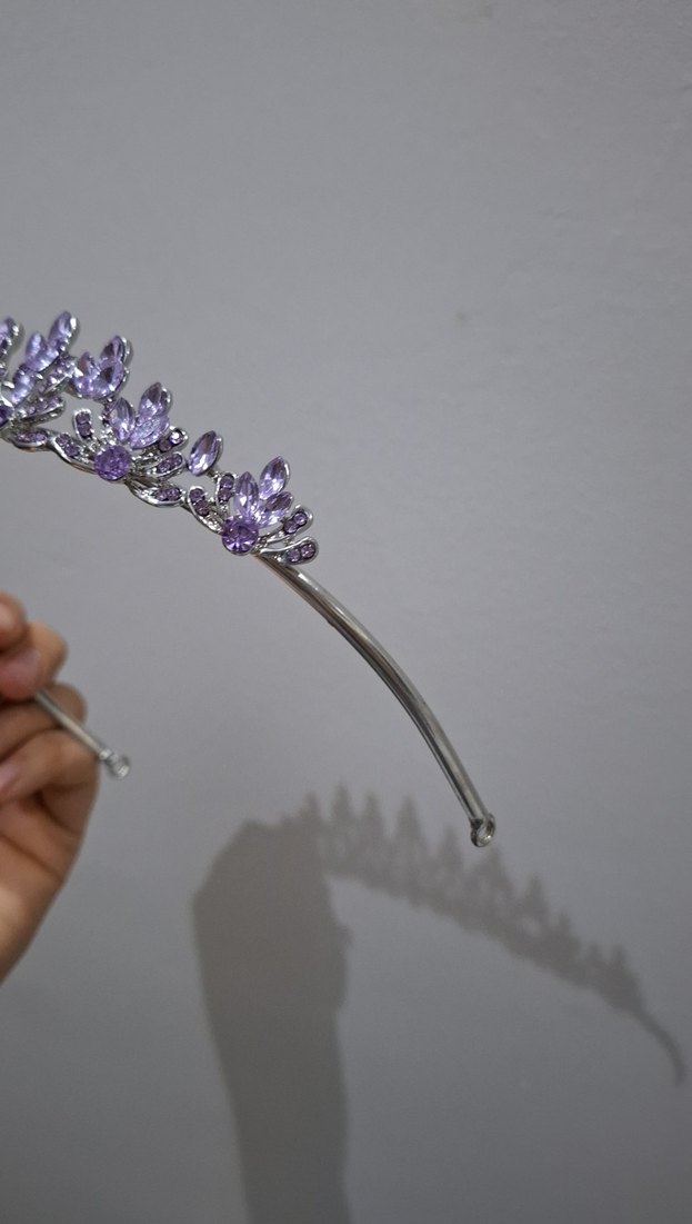 Mor Pul İşlemeli Gelin Tacı - Görsel 3