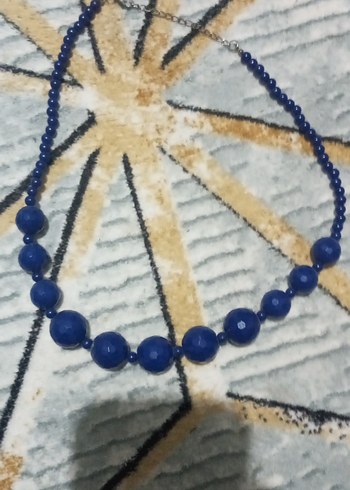 Uzun Mavi Boncuklu Kadın Kolye - Görsel 2