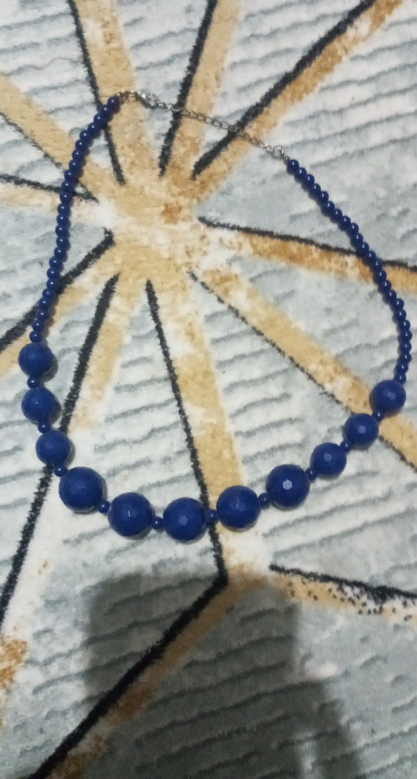 Uzun Mavi Boncuklu Kadın Kolye - Görsel 2