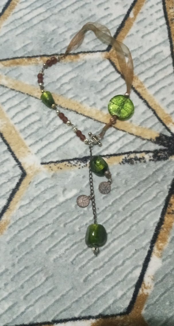 Uzun Zincir Detaylı Haki Bohem Kolye - Görsel 2