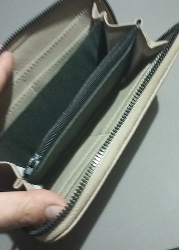 Bej Deri Kadın Fermuarlı Cüzdan - Görsel 9