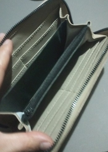 Bej Deri Kadın Fermuarlı Cüzdan - Görsel 8