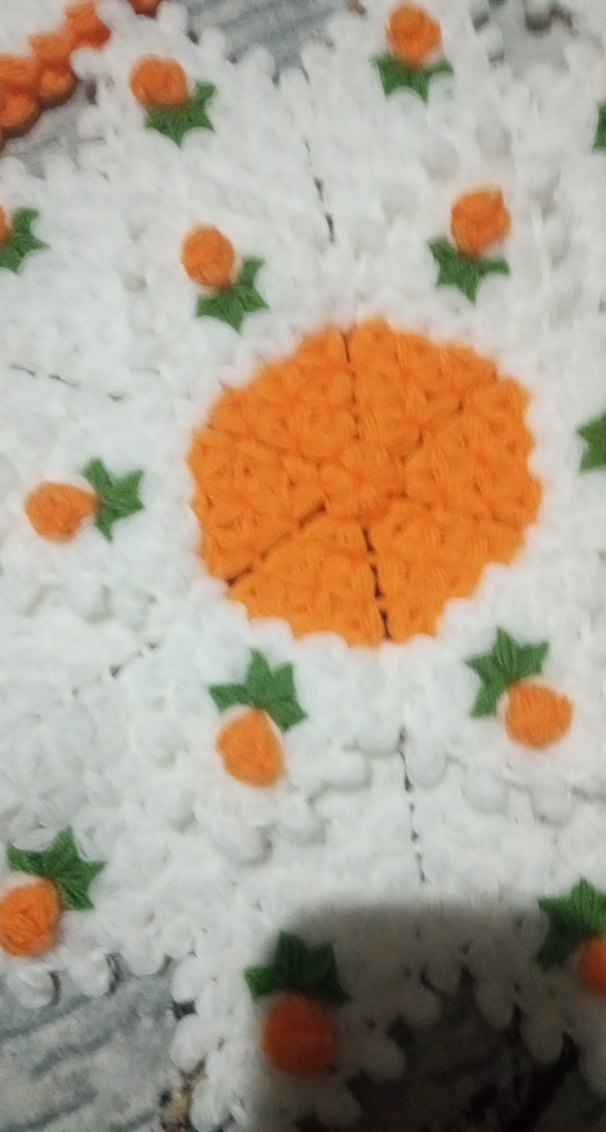 El Yapımı Turuncu-Beyaz Çiçekli Örgü Set - Görsel 4