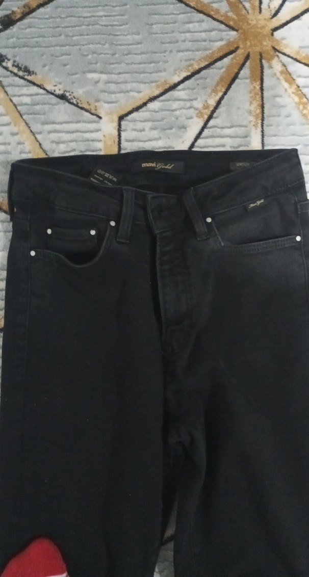 Kadın Siyah Kot Pantolon Kemerli Midi Boy - Görsel 3